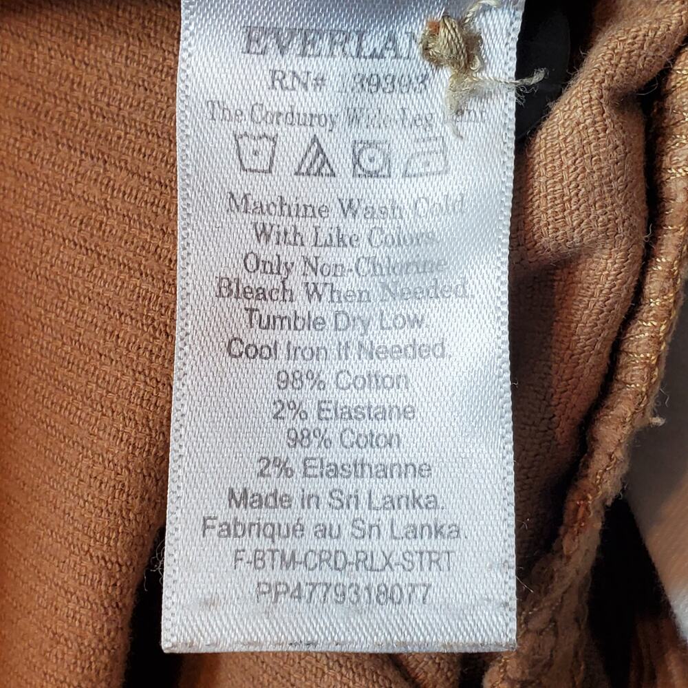 Everlane Women's Size 4 Wide Leg Corduroy Pant Brown - Picture 8 of 8